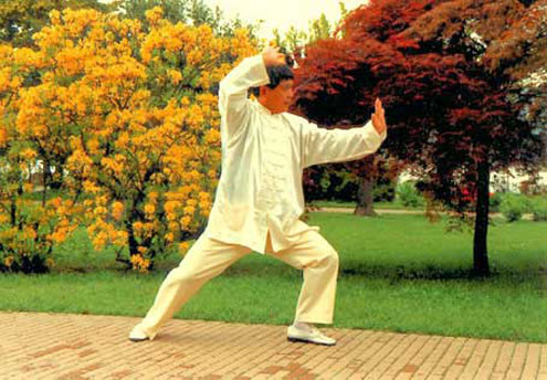 Dr. Shen Hongxun demonstreert de houding Shantong Bei